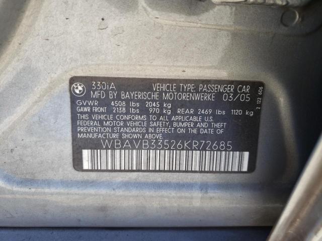 Photo 10 from auction – 2006 BMW 330 I with VIN WBAVB33526KR72685