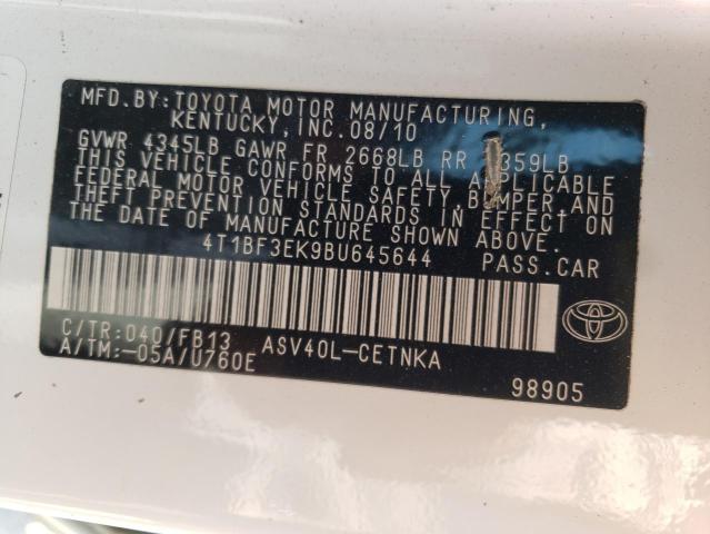 Photo 10 from auction – 2011 TOYOTA CAMRY BASE with VIN 4T1BF3EK9BU645644