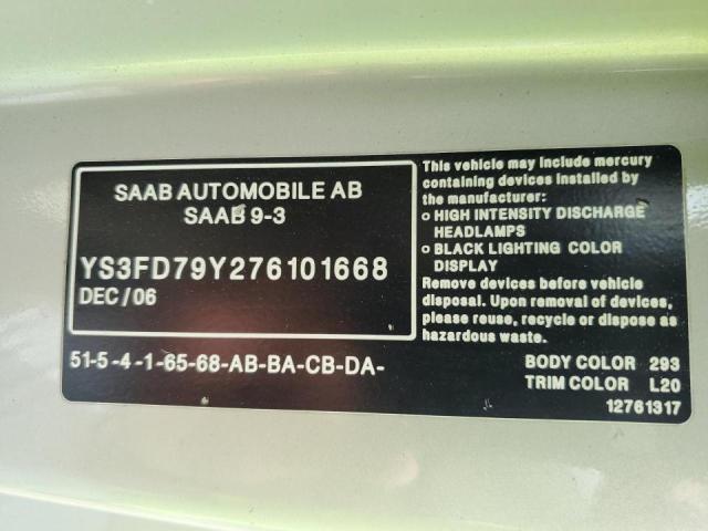 Photo 10 from auction – 2007 SAAB 9-3 2.0T with VIN YS3FD79Y276101668