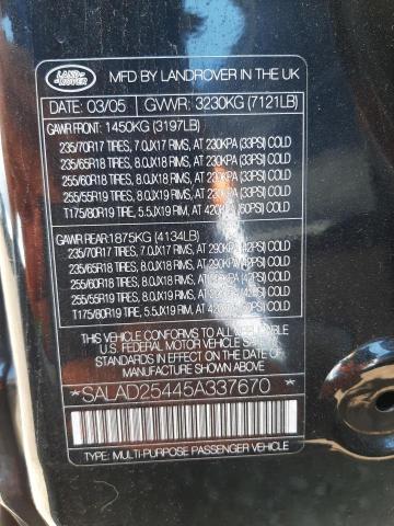 Photo 10 from auction – 2005 LAND ROVER LR3 SE with VIN SALAD25445A337670
