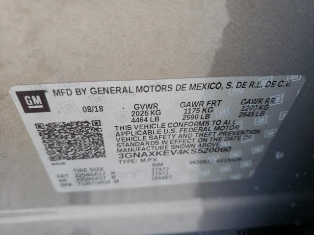 Photo 10 from auction – 2019 CHEVROLET EQUINOX LT with VIN 3GNAXKEV4KS520060