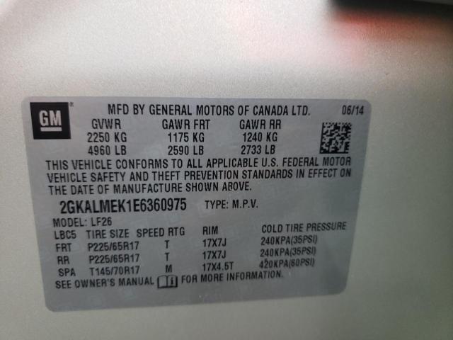 Photo 10 from auction – 2014 GMC TERRAIN SL with VIN 2GKALMEK1E6360975