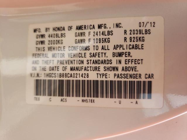 Photo 10 from auction – 2012 HONDA ACCORD EXL with VIN 1HGCS1B89CA021428
