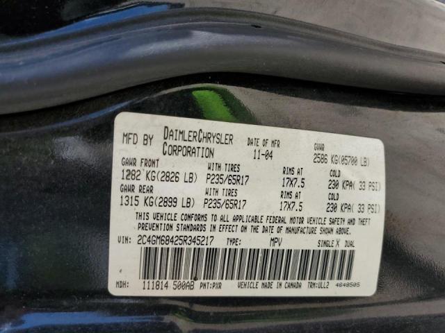 Photo 10 from auction – 2005 CHRYSLER PACIFICA with VIN 2C4GM68425R345217