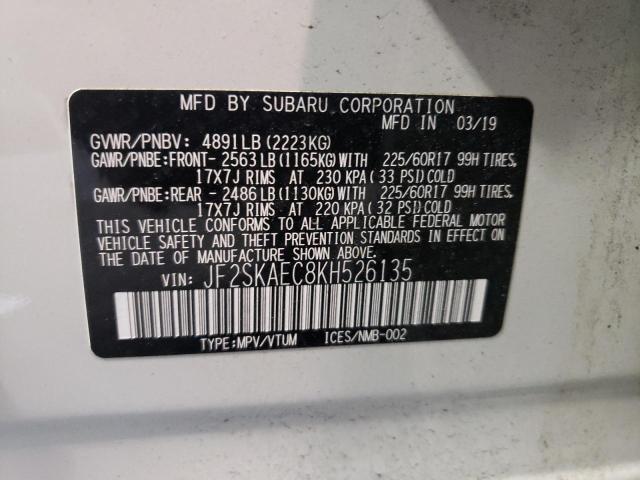 Photo 10 from auction – 2019 SUBARU FORESTER P with VIN JF2SKAEC8KH526135