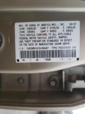 Photo 10 from auction – 2007 HONDA ACCORD VAL with VIN 1HGCM56147A186467