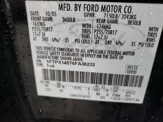 Photo 10 from auction – 2006 FORD F150 with VIN 1FTPX14576FA36232