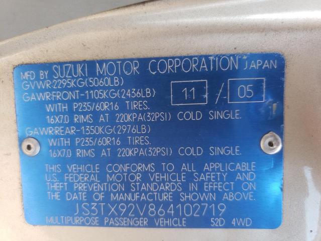 Photo 10 from auction – 2006 SUZUKI XL7 with VIN JS3TX92V864102719