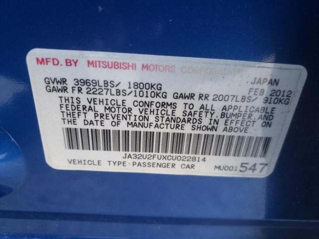 Photo 10 from auction – 2012 MITSUBISHI LANCER ES/ with VIN JA32U2FUXCU022814