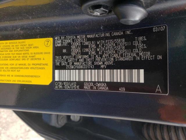Photo 10 from auction – 2008 LEXUS RX 350 with VIN 2T2GK31U08C031743