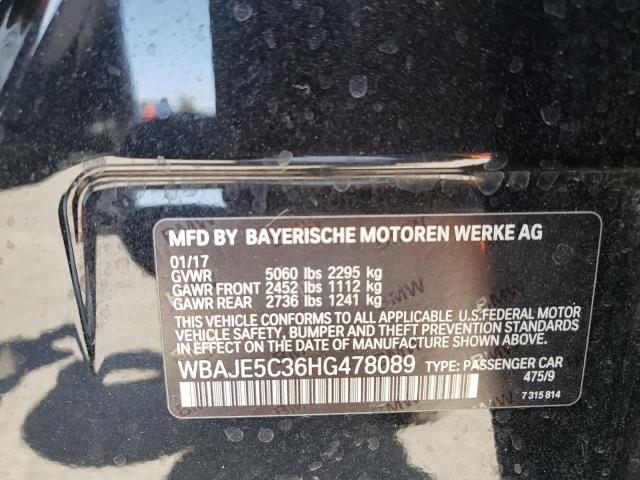 Photo 10 from auction – 2017 BMW 540 I with VIN WBAJE5C36HG478089