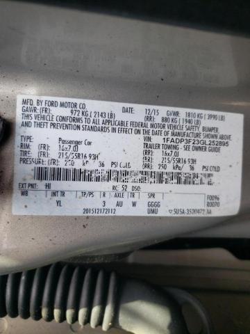 Photo 10 from auction – 2016 FORD FOCUS SE with VIN 1FADP3F23GL252895