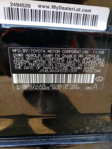 Zdjęcie 10 z aukcji – 2009 LEXUS ES 350 z VIN JTHBJ46G492301209