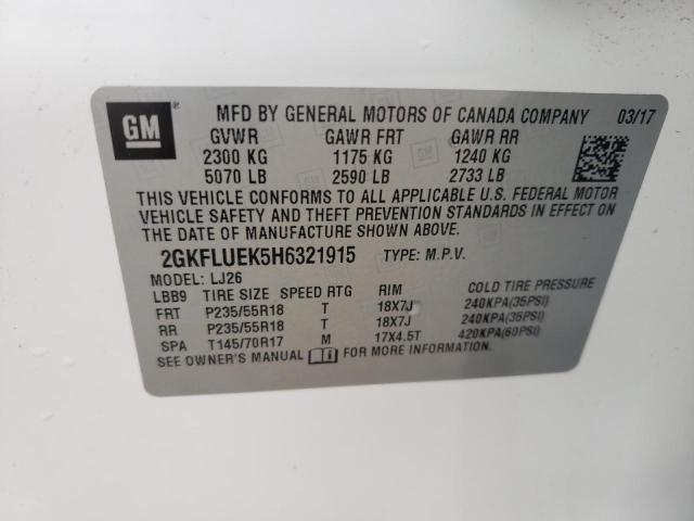 Photo 10 from auction – 2017 GMC TERRAIN SL with VIN 2GKFLUEK5H6321915