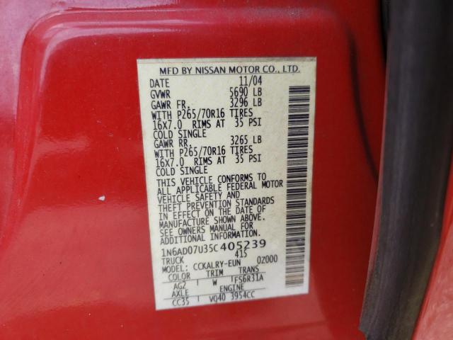 Photo 10 from auction – 2005 NISSAN FRONTIER C with VIN 1N6AD07U35C405239