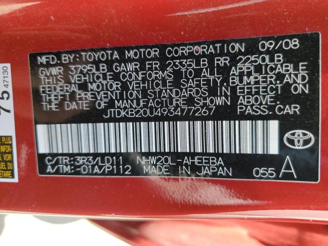 Photo 10 from auction – 2009 TOYOTA PRIUS with VIN JTDKB20U493477267