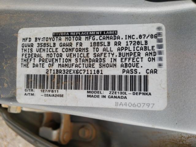 Photo 10 from auction – 2006 TOYOTA COROLLA CE with VIN 2T1BR32EX6C711101
