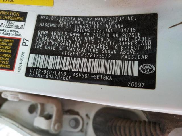 Photo 10 from auction – 2015 TOYOTA CAMRY LE with VIN 4T4BF1FK5FR475572