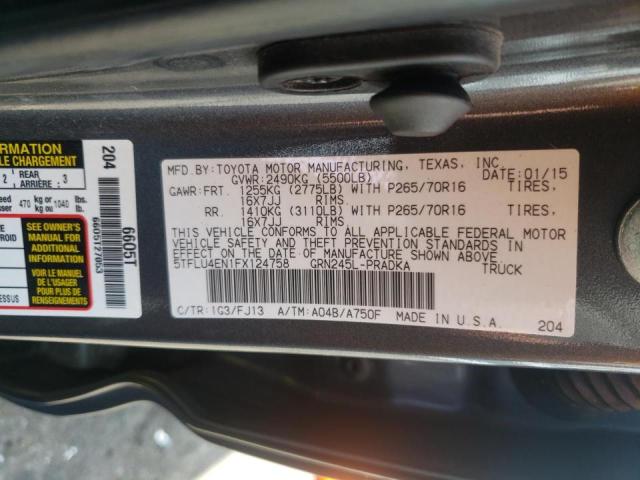 Photo 10 from auction – 2015 TOYOTA TACOMA DOU with VIN 5TFLU4EN1FX124758