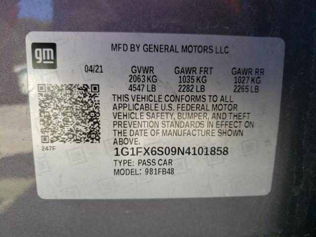 Photo 10 from auction – 2022 CHEVROLET BOLT EV 2L with VIN 1G1FX6S09N4101858