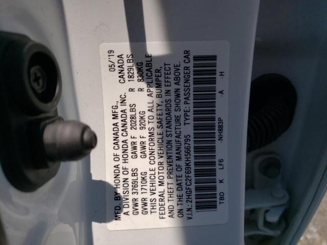 Photo 10 from auction – 2019 HONDA CIVIC LX with VIN 2HGFC2F69KH566795