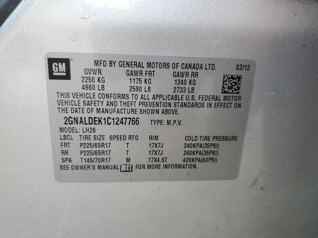 Photo 10 from auction – 2012 CHEVROLET EQUINOX LT with VIN 2GNALDEK1C1247766