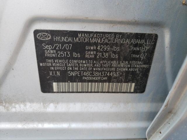 Photo 10 from auction – 2008 HYUNDAI SONATA GLS with VIN 5NPET46C38H374493