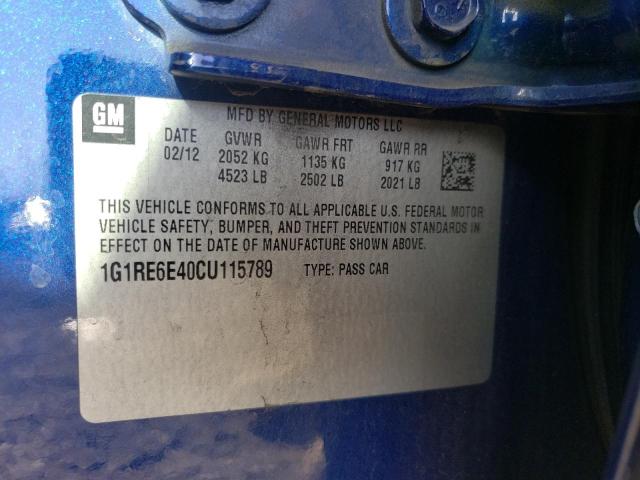 Photo 10 from auction – 2012 CHEVROLET VOLT with VIN 1G1RE6E40CU115789