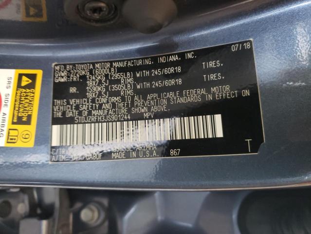 Photo 10 from auction – 2018 TOYOTA HIGHLANDER with VIN 5TDJZRFH3JS901244