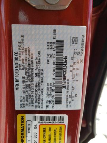Photo 10 from auction – 2016 FORD FUSION SE with VIN 3FA6P0H9XGR243646