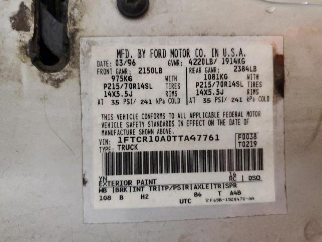 Photo 10 from auction – 1996 FORD RANGER with VIN 1FTCR10A0TTA47761