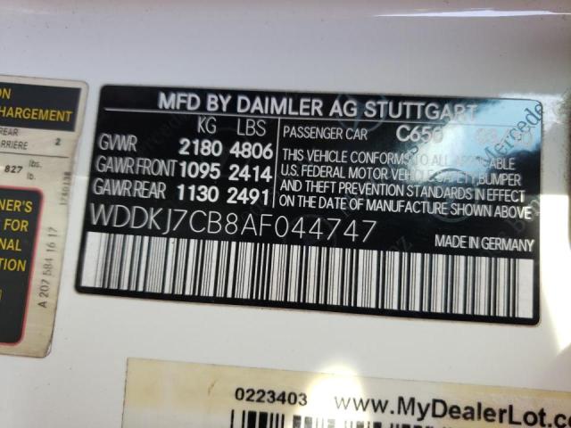 Photo 10 from auction – 2010 MERCEDES-BENZ E 550 with VIN WDDKJ7CB8AF044747