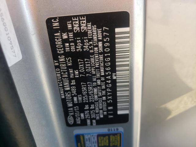 Photo 10 from auction – 2016 KIA SORENTO LX with VIN 5XYPG4A56GG109577