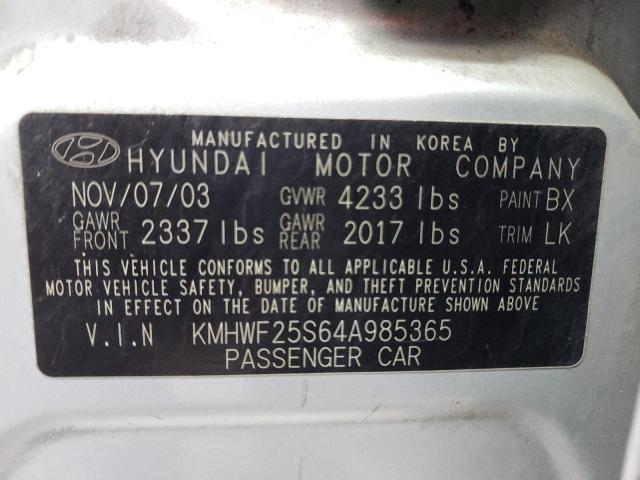 Photo 10 from auction – 2004 HYUNDAI SONATA with VIN KMHWF25S64A985365