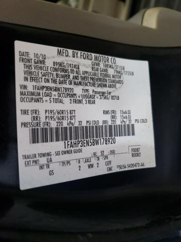 Photo 10 from auction – 2011 FORD FOCUS S with VIN 1FAHP3EN5BW178920