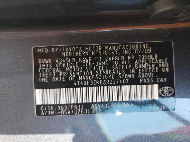 Photo 10 from auction – 2010 TOYOTA CAMRY BASE with VIN 4T4BF3EK6AR037407
