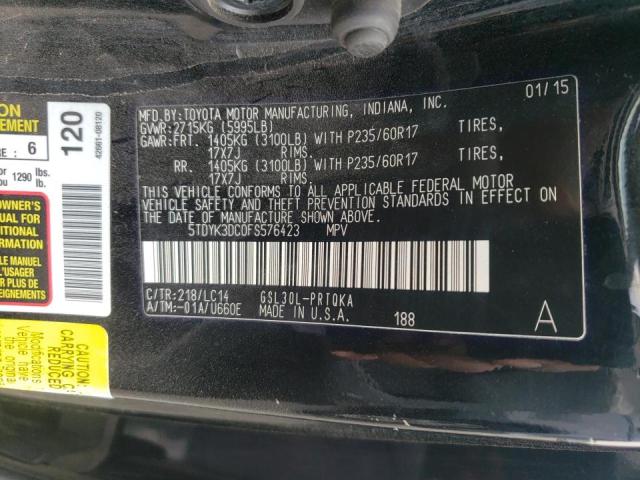 Photo 10 from auction – 2015 TOYOTA SIENNA XLE with VIN 5TDYK3DC0FS576423