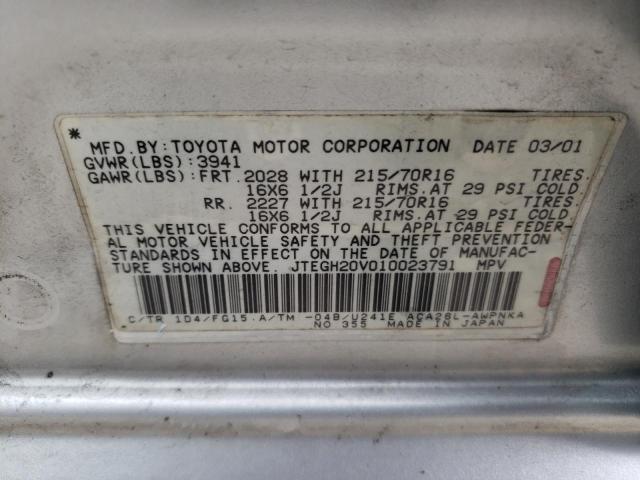 Photo 10 from auction – 2001 TOYOTA RAV4 with VIN JTEGH20V010023791