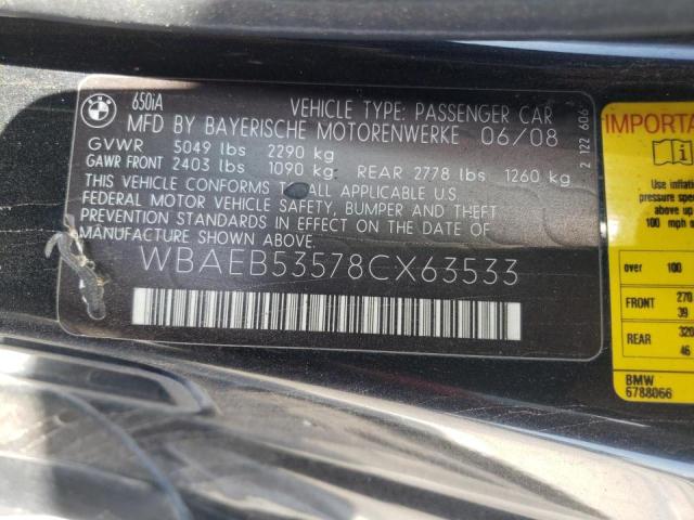 Photo 10 from auction – 2008 BMW 650 I with VIN WBAEB53578CX63533