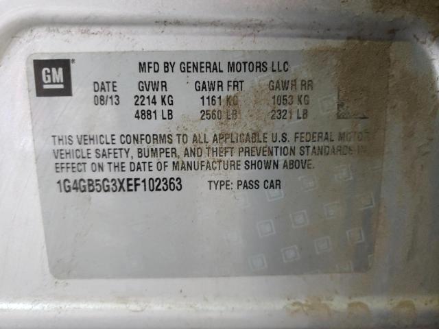 Photo 10 from auction – 2014 BUICK LACROSSE with VIN 1G4GB5G3XEF102363