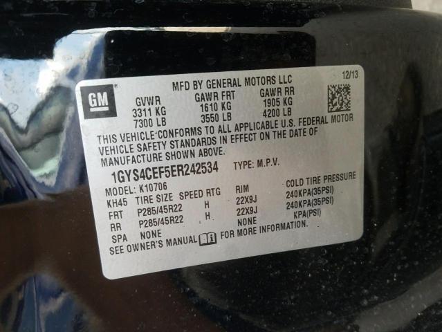 Photo 10 from auction – 2014 CADILLAC ESCALADE with VIN 1GYS4CEF5ER242534