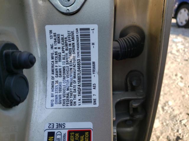 Photo 10 from auction – 2007 HONDA CIVIC EX with VIN 1HGFA16807L046853