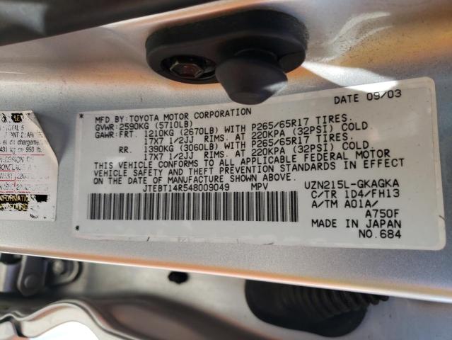 Photo 10 from auction – 2004 TOYOTA 4RUNNER SR with VIN JTEBT14R548009049