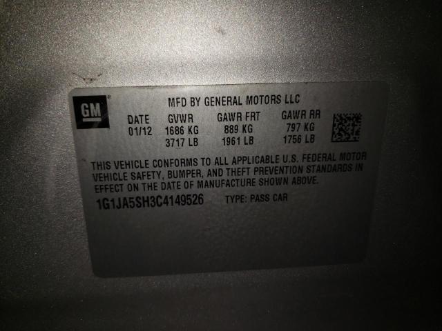 Photo 10 from auction – 2012 CHEVROLET SONIC LS with VIN 1G1JA5SH3C4149526