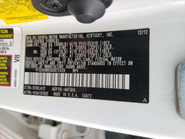 Photo 10 from auction – 2013 TOYOTA VENZA LE with VIN 4T3ZA3BB5DU072429