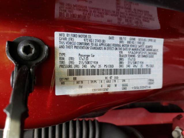 Photo 10 from auction – 2015 FORD FOCUS SE with VIN 1FADP3F21FL363086