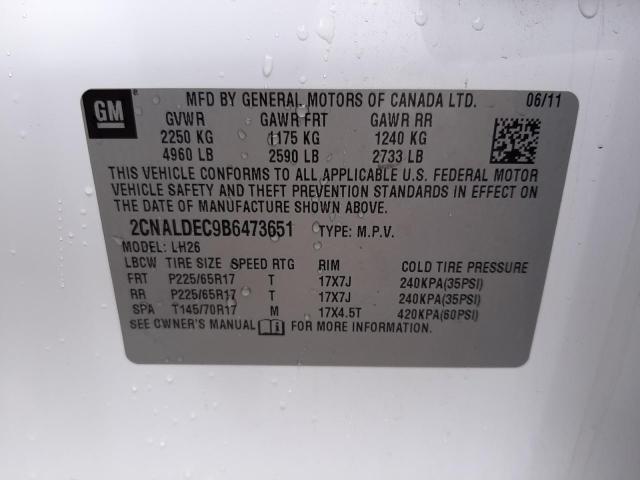 Photo 10 from auction – 2011 CHEVROLET EQUINOX LT with VIN 2CNALDEC9B6473651