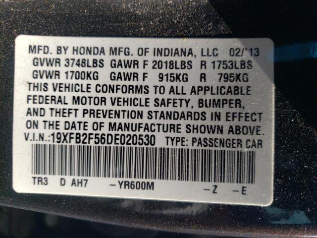 Photo 10 from auction – 2013 HONDA CIVIC LX with VIN 19XFB2F56DE020530