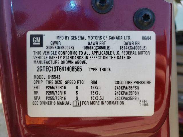 Photo 10 from auction – 2004 GMC NEW SIERRA with VIN 2GTEC13T641408585