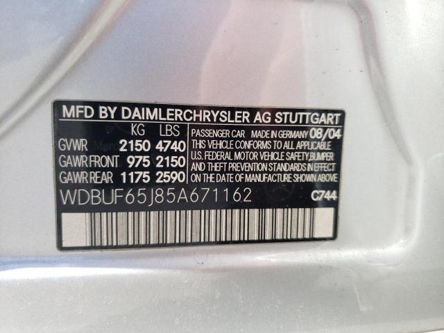 Photo 10 from auction – 2005 MERCEDES-BENZ E 320 with VIN WDBUF65J85A671162